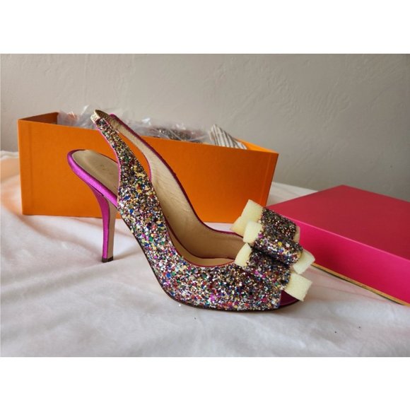 Kate Spade New York Charm 6 m Sling backs multi color rainbow - Picture 1 of 12